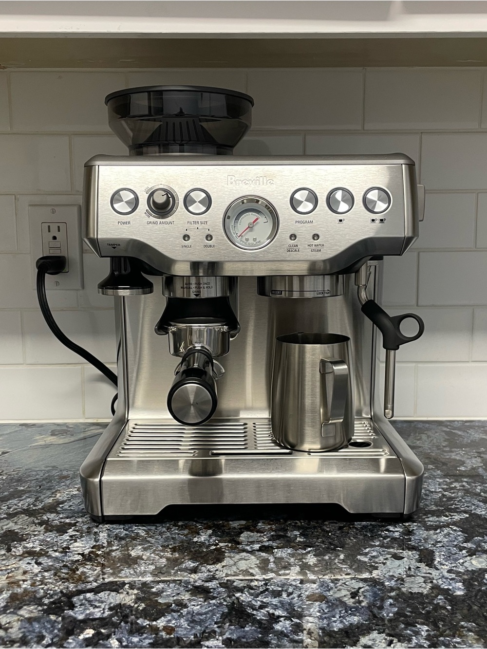 Breville Espresso Machine in Brushed Silver and Black